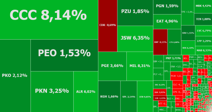 ccc, jsw, cdprojekt, rafako, livechat, komentarz, akcje, indeksy