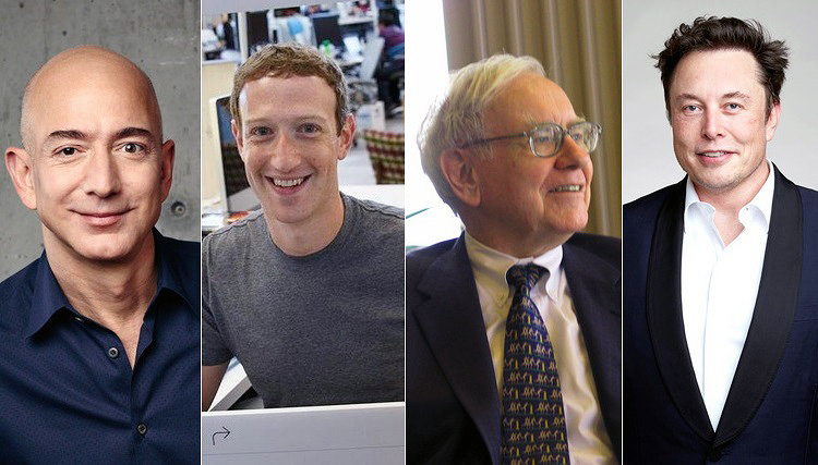 jeff, bezos, Mark, Zuckerberg, Warren, buffett, elon, musk, miliarderzy, najbogatsi