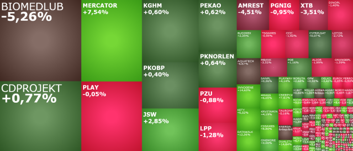 mercator, biomedlub, agora, amrest, komentarz, akcje, indeksy,