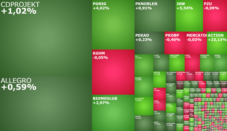 cdprojekt, ccc, jsw, pgnig, bioton, action, autopartn, ulma, akcje, indeksy