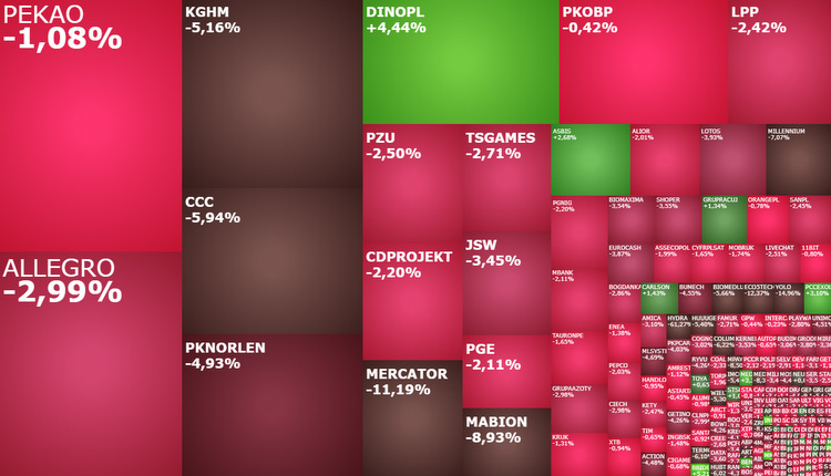 mercator,dino,ccc,asbis,wig20,giełda,spadki