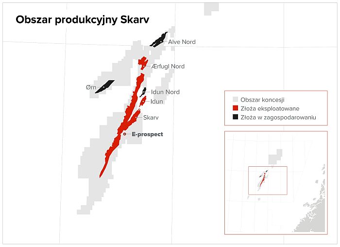 Orlen, mapa, skarv, ropa, wydobycie,
